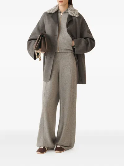 Fabiana Filippi Wide-leg Grey Pants With Relaxed Silhouette And Soft Texture In Gray
