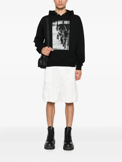 Versace Statue-print Cotton Hoodie In Black