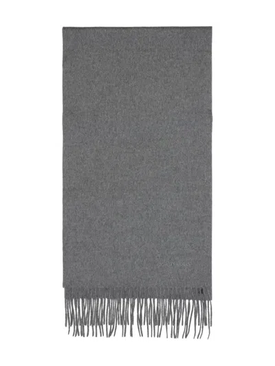 Giorgio Armani Luxe Grey Cashmere Fringed Scarf In Gray