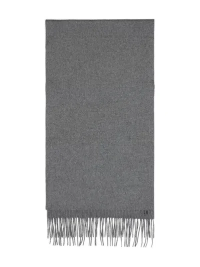 Giorgio Armani Luxe Grey Cashmere Fringed Scarf In Gray