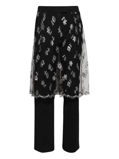 Christopher Esber Floral-lace Trousers In Black