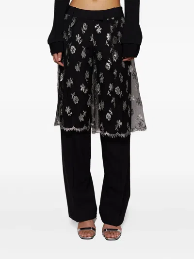 Christopher Esber Floral-lace Trousers In Black
