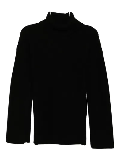 Totême Merino Slit Sleeve Sweatshirt In Black