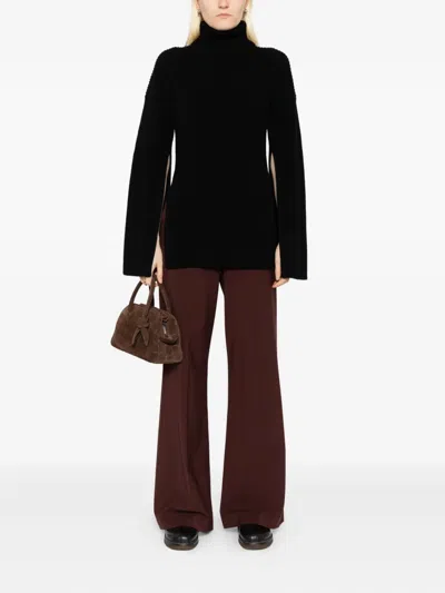 Totême Merino Slit Sleeve Sweatshirt In Black