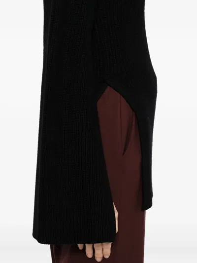 Totême Merino Slit Sleeve Sweatshirt In Black