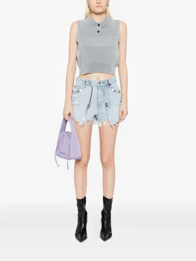 Alexander Wang Embroidered-logo Vest In Gray