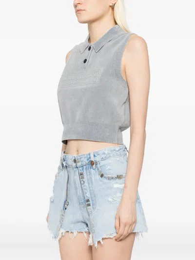 Alexander Wang Embroidered-logo Vest In Gray