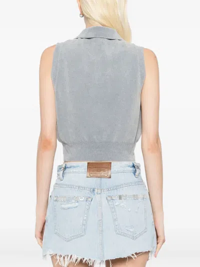Alexander Wang Embroidered-logo Vest In Gray