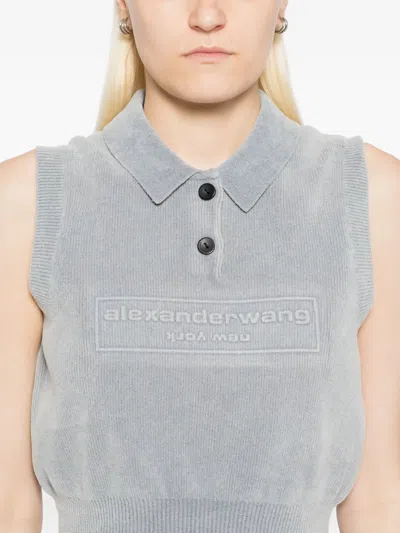 Alexander Wang Embroidered-logo Vest In Gray
