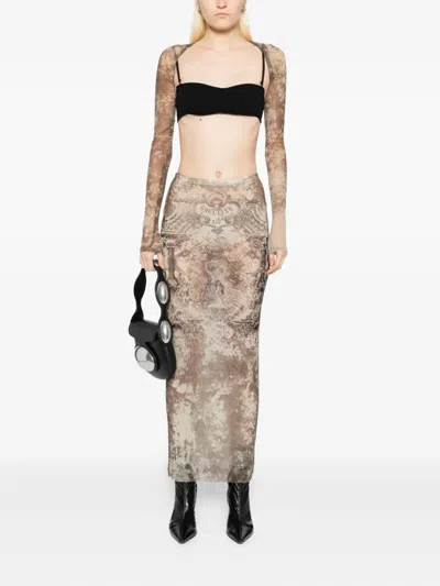 Jean Paul Gaultier Beige 'the Long Médaillon' Midi Skirt In Brown