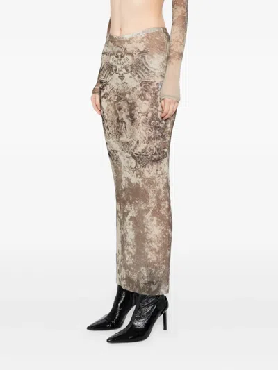 Jean Paul Gaultier Beige 'the Long Médaillon' Midi Skirt In Brown