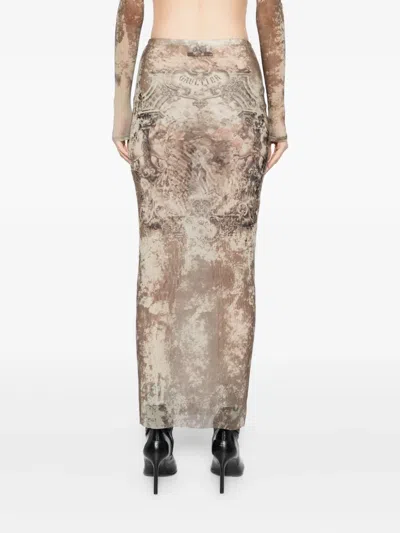 Jean Paul Gaultier Beige 'the Long Médaillon' Midi Skirt In Brown