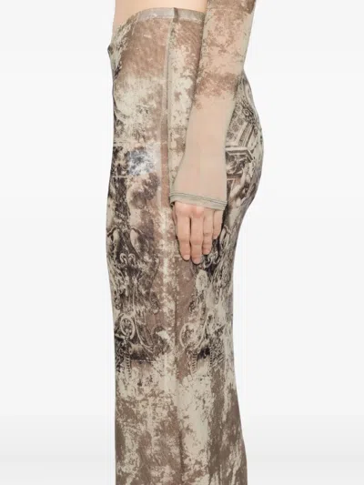 Jean Paul Gaultier Beige 'the Long Médaillon' Midi Skirt In Brown