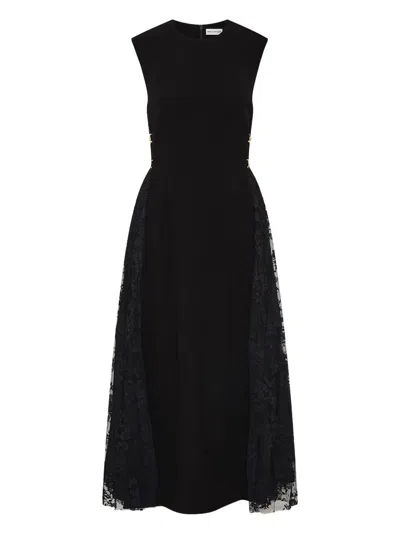 Rebecca Vallance Milena Lace Midi Dress In Black