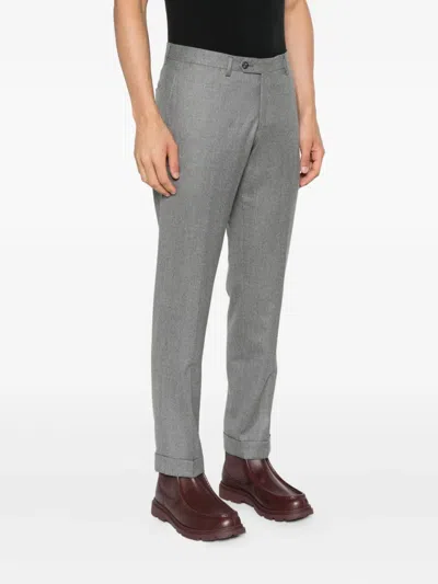 Barba Napoli Tailored Grey Wool Chinos In Gray