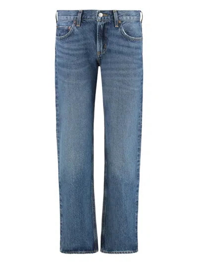 Agolde High-rise Straight Cropped Jeans In Blue