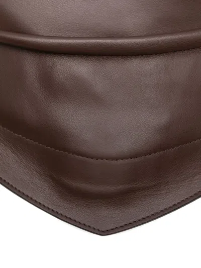 Federico Cina Shoulder Bag In Smooth Calfskin Leather In Brown
