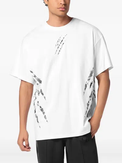 Plein Sport Claw-print Cotton T-shirt In White