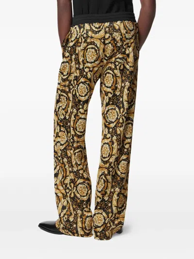 Versace Barocco Jacquard Track Pants In Brown