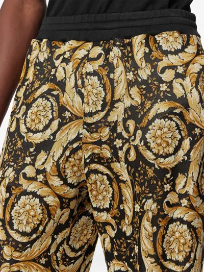 Versace Barocco Jacquard Track Pants In Brown