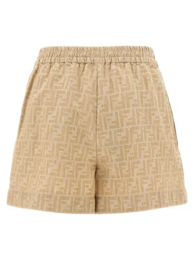 Fendi Ff Chambray Denim Shorts
