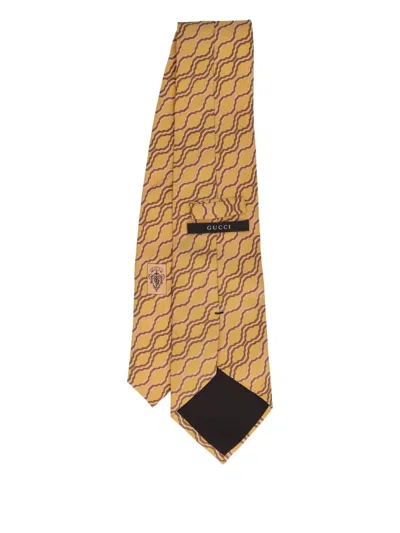 Pre-owned Gucci Geometric-print Silk Tie