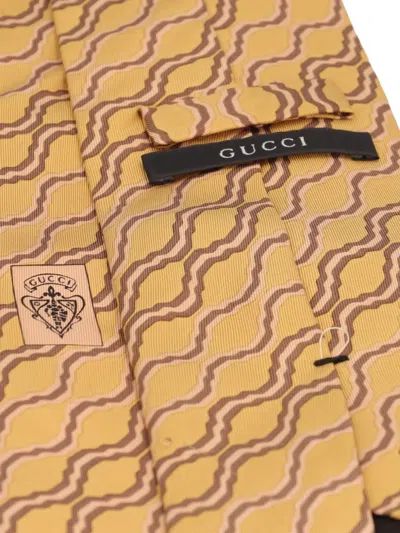 Pre-owned Gucci Geometric-print Silk Tie