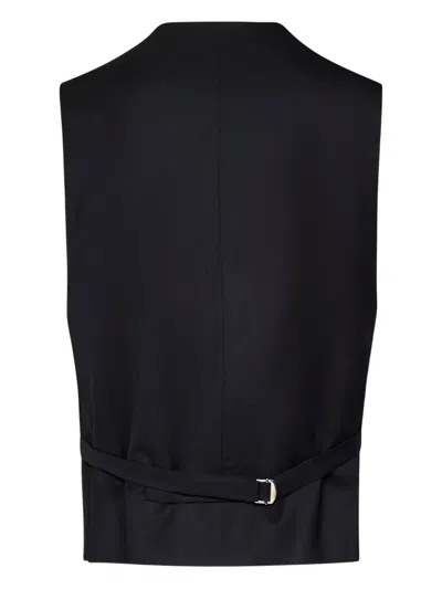 Franzese Collection Double-breasted Waistcoat In Black Vitale Barberis Canonico Fabric In Black
