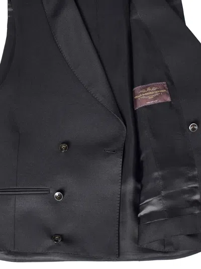 Franzese Collection Double-breasted Waistcoat In Black Vitale Barberis Canonico Fabric In Black
