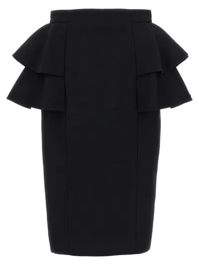 Valentino Couture Crepe High-waisted Skirt With Ruffle Detail In Black