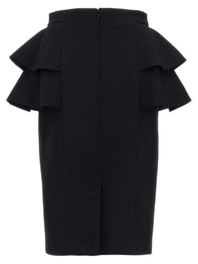 Valentino Couture Crepe High-waisted Skirt With Ruffle Detail In Black
