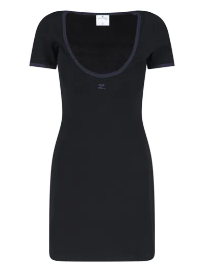 Courrèges Holistic Mini Dress In Black