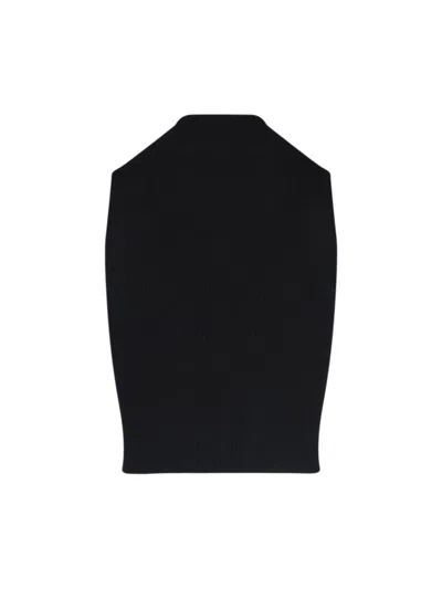 Courrèges Fitted Black Crop Top With Ribbed Texture In Black