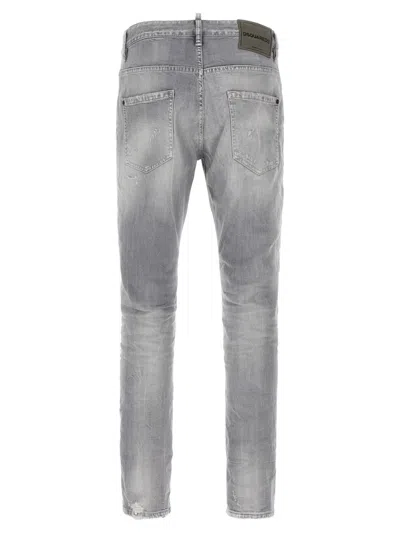 Dsquared2 Dsquared Grey Stretch Denim Skater Jeans In Gray