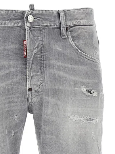 Dsquared2 Dsquared Grey Stretch Denim Skater Jeans In Gray
