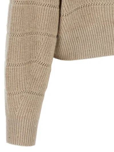 Brunello Cucinelli 'rustic Dazzling Net' Cropped Sweater