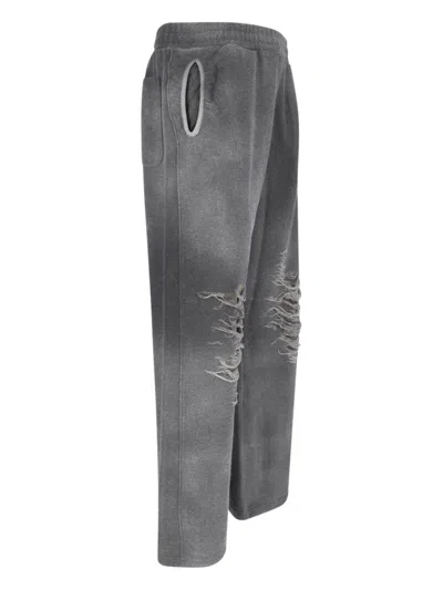Diesel Track Pants With Distressed Front In Gray