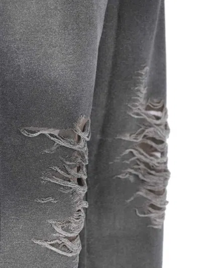 Diesel Track Pants With Distressed Front In Gray