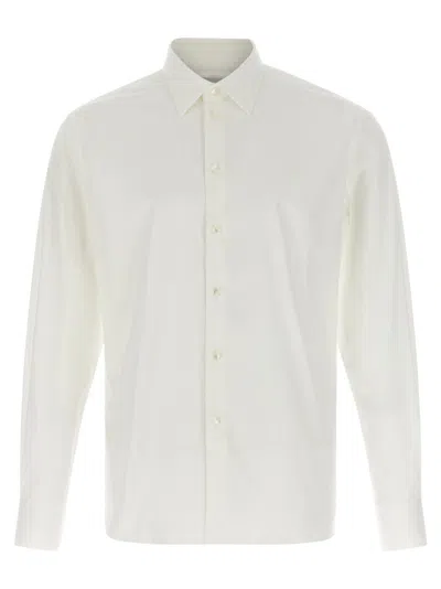 Ferragamo Tailored Stretch Cotton Poplin Shirt In White