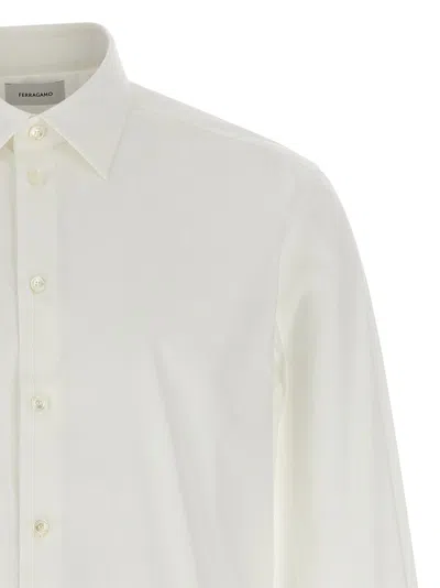 Ferragamo Tailored Stretch Cotton Poplin Shirt In White