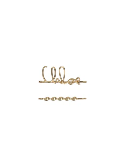 Chloé Set Of 2 "iconic" Hair Clips Gold-plated