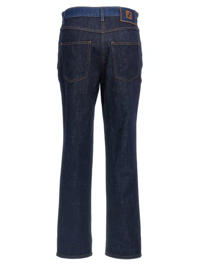 Fendi Two-tone Cotton Denim Jeans