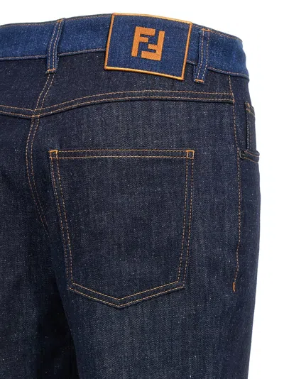 Fendi Two-tone Cotton Denim Jeans