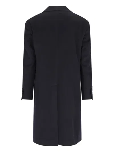 Tagliatore Black Double-breasted Coat With Four Pockets In Blue