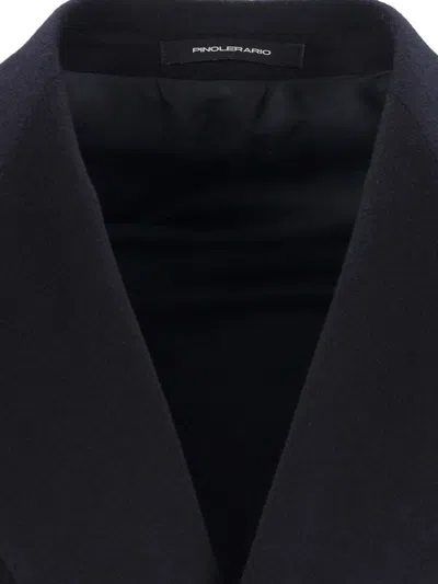 Tagliatore Black Double-breasted Coat With Four Pockets In Blue