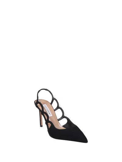 Aquazzura Pointed Toe Kid Suede Slingback Heels