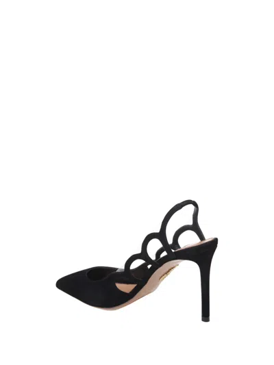 Aquazzura Pointed Toe Kid Suede Slingback Heels