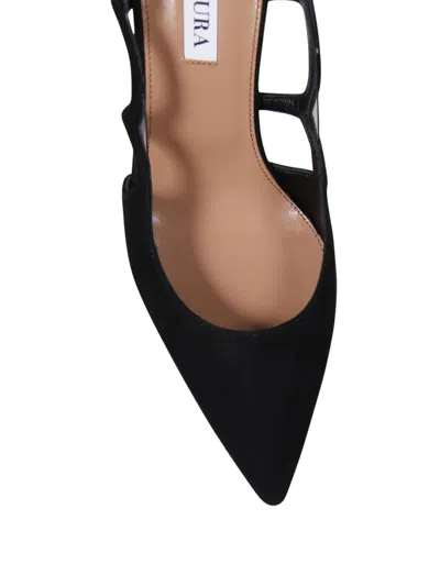 Aquazzura Pointed Toe Kid Suede Slingback Heels