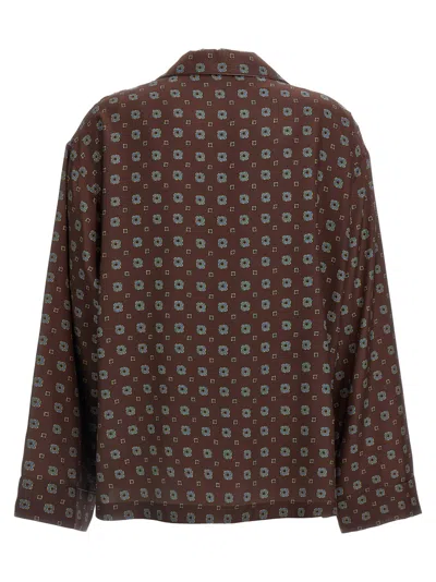 Moschino Richly Patterned Silk Shirt With Button Closure In Brown