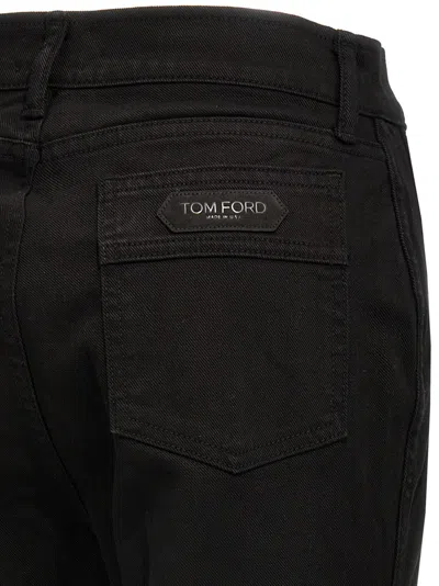 Tom Ford Black Stretch Twill Denim Wide Flare Jeans In Black